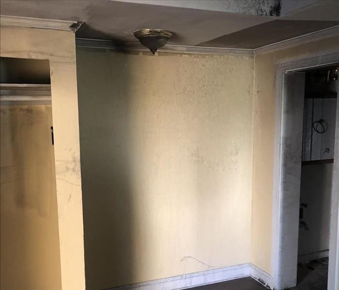 soot damage covering the walls